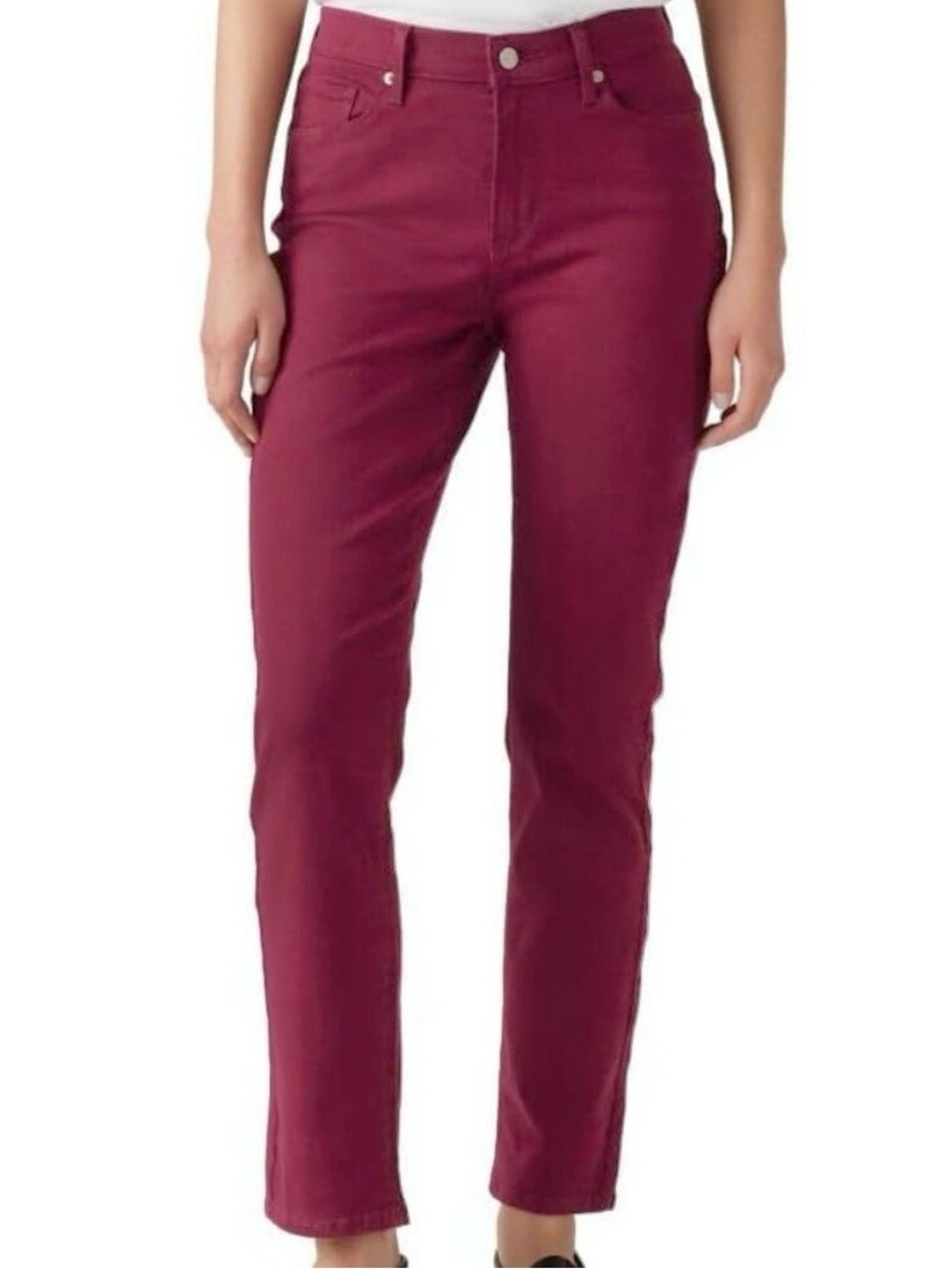 Levis 505 straight mid-rise classic women’s size 18 waist 34 cranberry plum NWT
